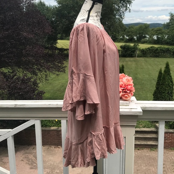 🌸 ELAN Cover-up Off Shoulder Raw Edge Tunic OS - Picture 5 of 8